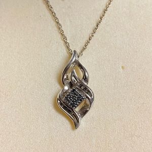 Diamond and Sapphire Sterling Silver Necklace